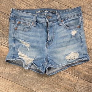 American Eagle Outfitters Light Blue Distressed Jean Shorts